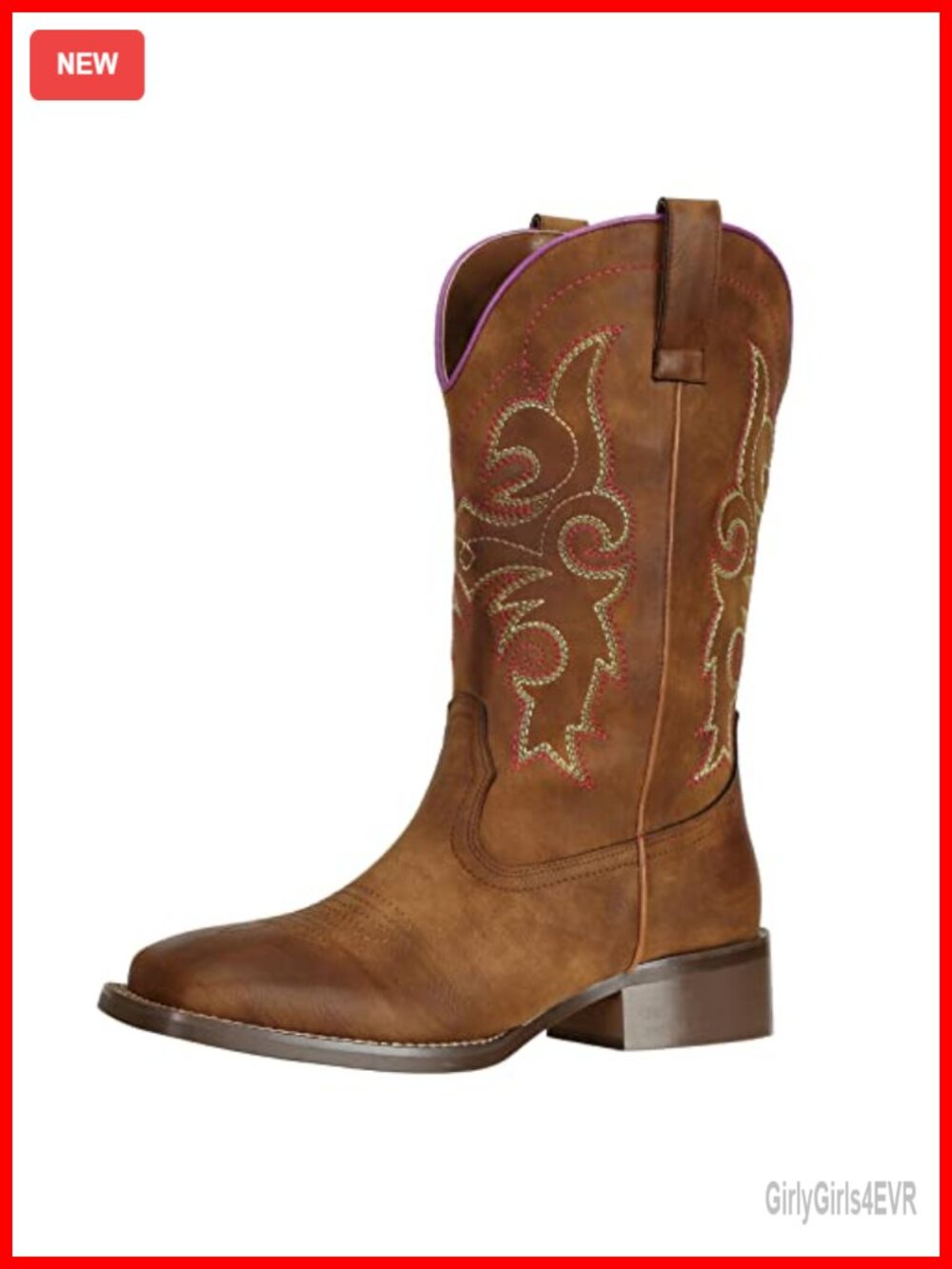 Women's Cowboy Boots - Wide Square Toe, Wide Calf, Faux Leather, Embroidered